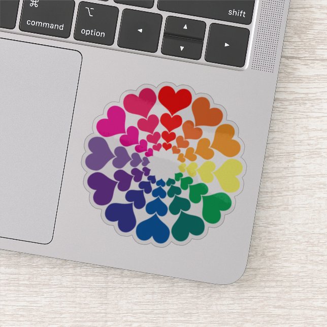 Rainbow Valentine Hearts in a Circle (Detail)