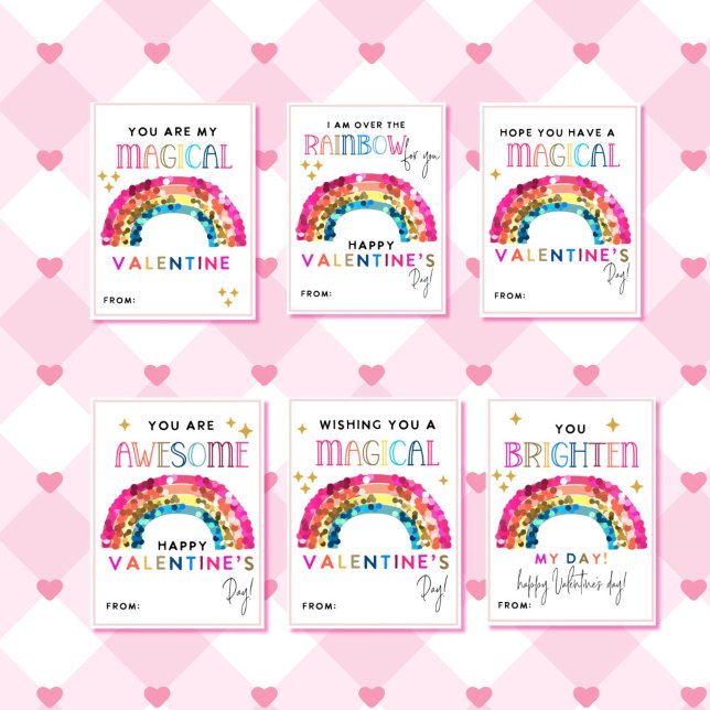 Rainbow Valentine's Day Kids Classroom cards Custom Letterhead (Rainbow valentine's day classroom cards)