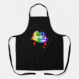 Rainbow Vampire Lips Biting - LGBT Pride T-Shirt Apron