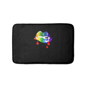 Rainbow Vampire Lips Biting - LGBT Pride T-Shirt Bath Mat