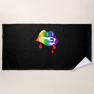 Rainbow Vampire Lips Biting - LGBT Pride T-Shirt Beach Towel