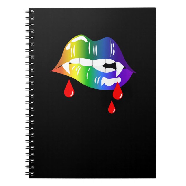 Rainbow Vampire Lips Biting - LGBT Pride T-Shirt Notebook (Front)