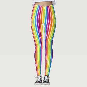 Rainbow Vertical Stripes Bright Colourful Leggings