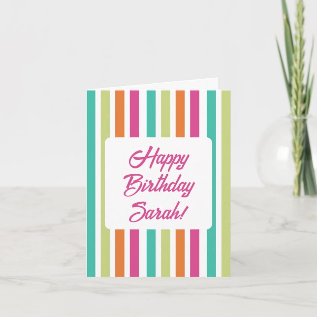 Rainbow vertical stripes colourful retro invitation (Front)