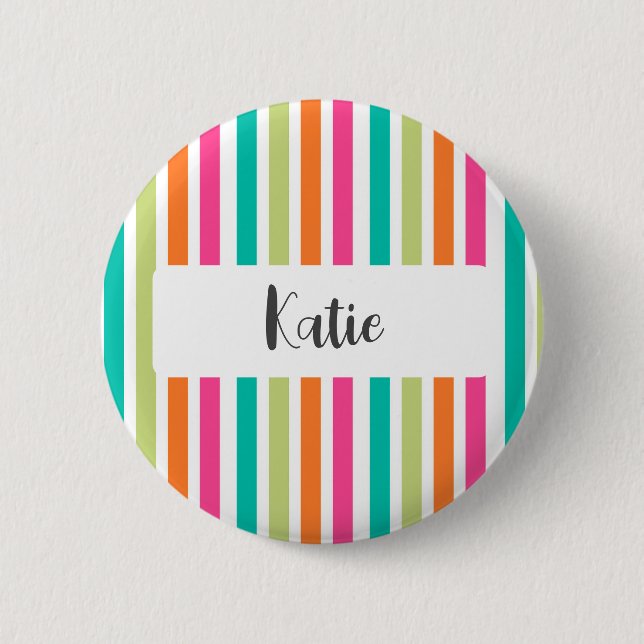 Rainbow vertical stripes colourful retro multicolo 6 cm round badge (Front)