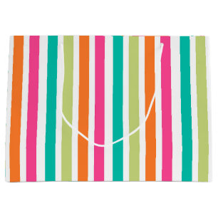 Rainbow vertical stripes colourful retro multicolo large gift bag