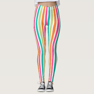 Rainbow vertical stripes colourful retro multicolo leggings