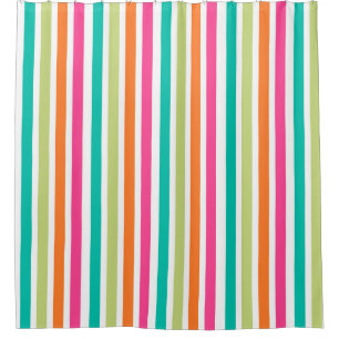 Rainbow vertical stripes colourful retro multicolo shower curtain