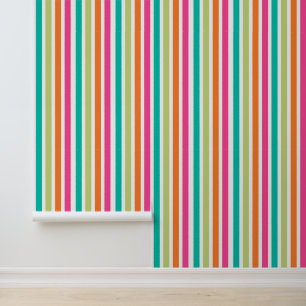 Rainbow vertical stripes colourful retro multicolo wallpaper