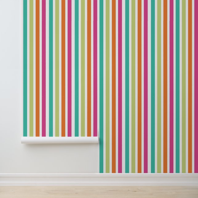 Rainbow vertical stripes colourful retro multicolo wallpaper (Application)
