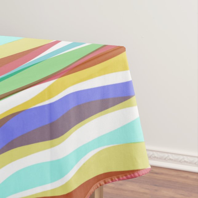 Rainbow Vertical Stripes Pastel Colourful Tablecloth (In Situ)