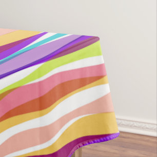 Rainbow Vertical Stripes Pastel Colourful Tablecloth