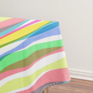 Rainbow Vertical Stripes Pastel Colourful Tablecloth