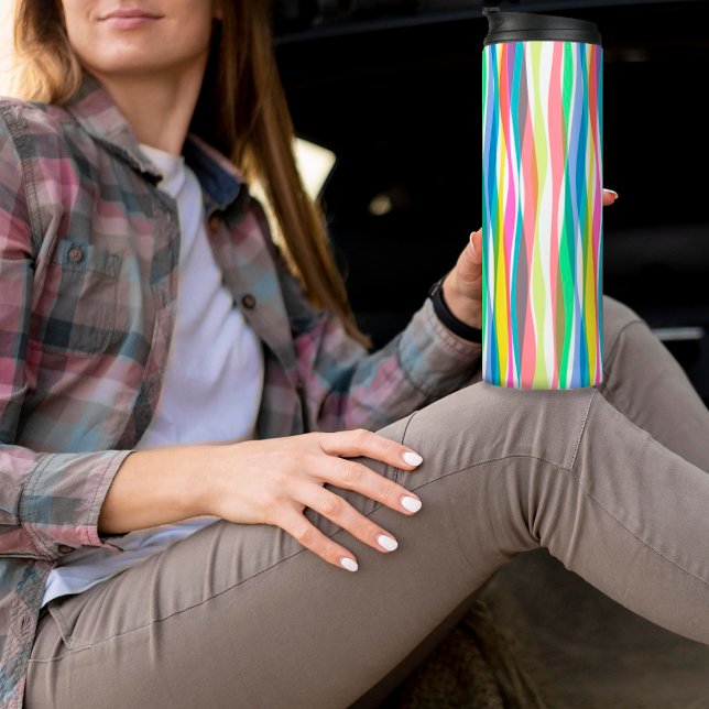 Rainbow Vertical Stripes Pastel Colourful Thermal Tumbler (Creator Uploaded)
