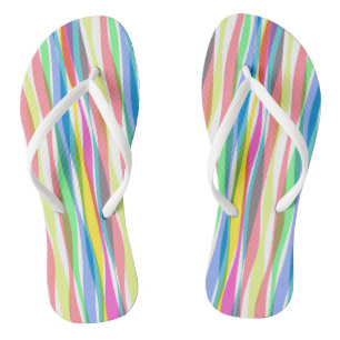 Rainbow Vertical Stripes Pastel Colourful  Thongs