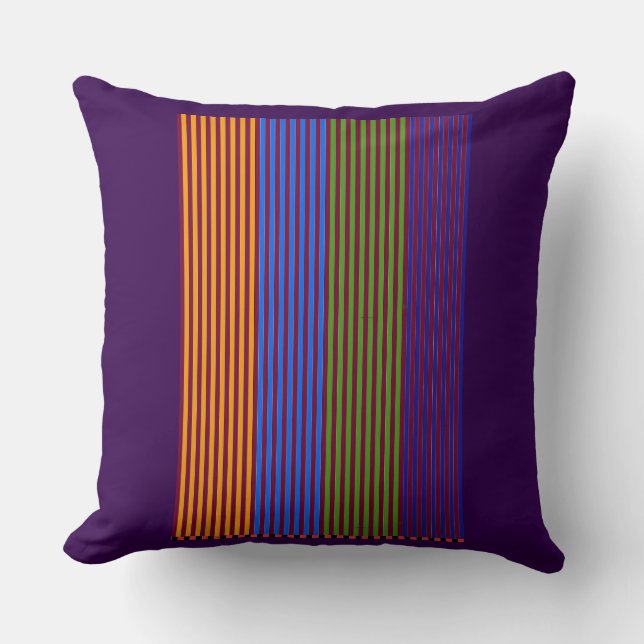 Rainbow Vertical Strips + Trim Decorative  Cushion (Front)