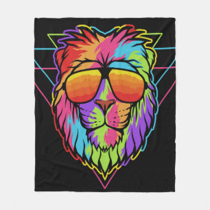 Rainbow Vibes Lion Fleece Blanket