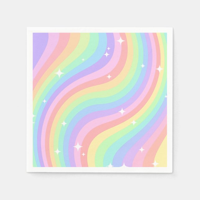 Rainbow Vibrant Girl 4th Birthday Party Napkin (Front)