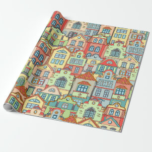 Rainbow Village Neighbourhood City Homes Welcome 2 Wrapping Paper