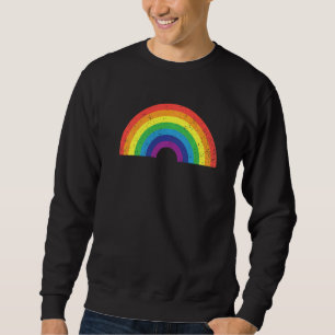 Rainbow Vintage Distressed Retro Style Lgbt Gay Pr Sweatshirt