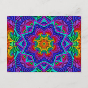 Rainbow Vintage Psychedelic Fractal Kaleidoscope Postcard
