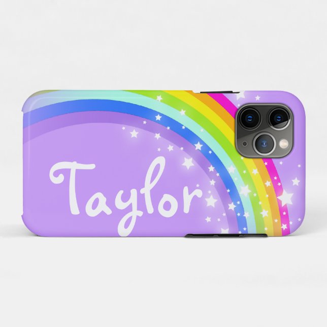 Rainbow violet purple sky and stars custom name Case-Mate iPhone case (Back (Horizontal))
