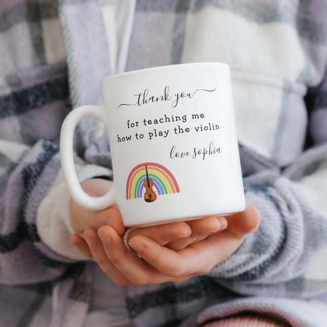 Rainbow Violin Music Teacher Appreciation Gift Coffee Mug (Creator Uploaded)