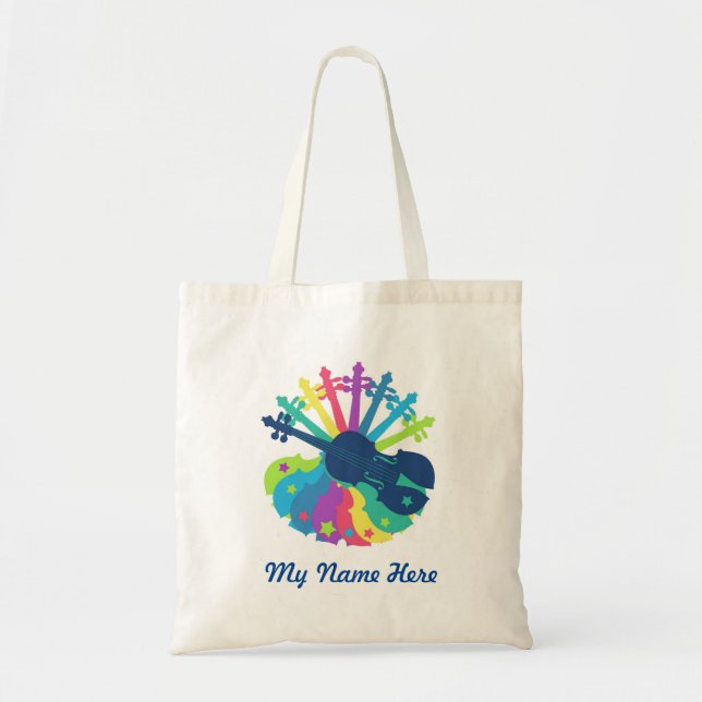 Rainbow Violin Tote Bag-Add Your Own Name (Front)