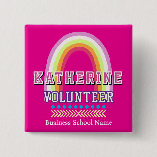 Rainbow Volunteer Hot Pink 15 Cm Square Badge