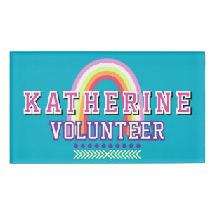 Rainbow Volunteer Teal Blue Name Tag