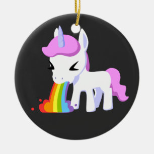 RAINBOW VOMIT UNICORN CERAMIC ORNAMENT