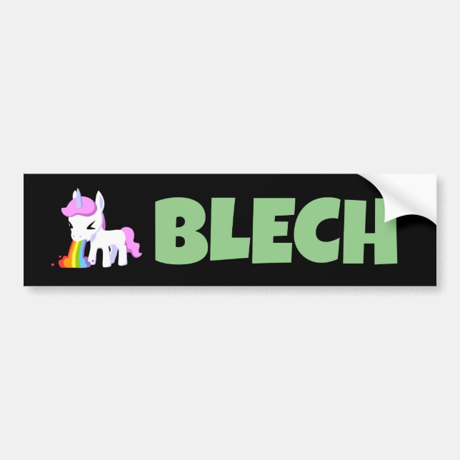 RAINBOW VOMIT UNICORN FUNNY BUMPER STICKERS (Front)
