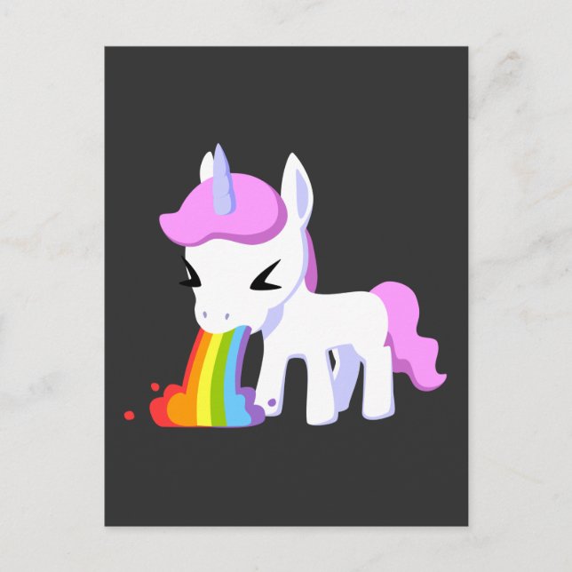 RAINBOW VOMIT UNICORN POSTCARDS (Front)