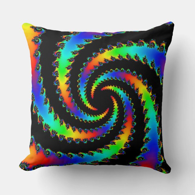 Rainbow Vortex Fractal Cushion (Front)
