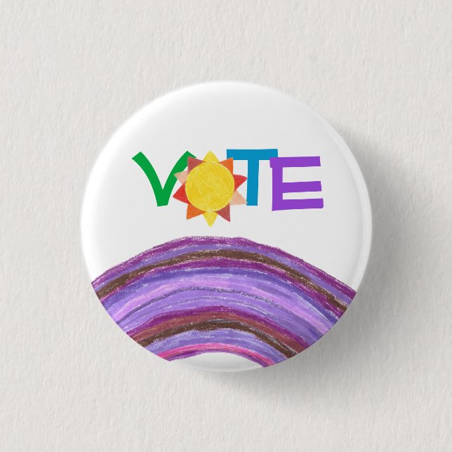 Rainbow Vote Button With Sun (Front)