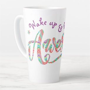 Rainbow "Wake up & be Awesome" Motivational Latte Mug
