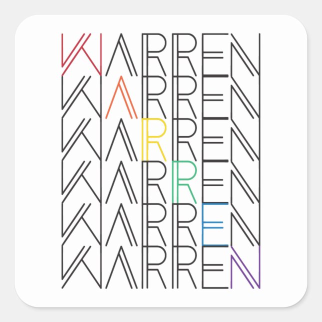 rainbow warren text stacks square sticker (Front)