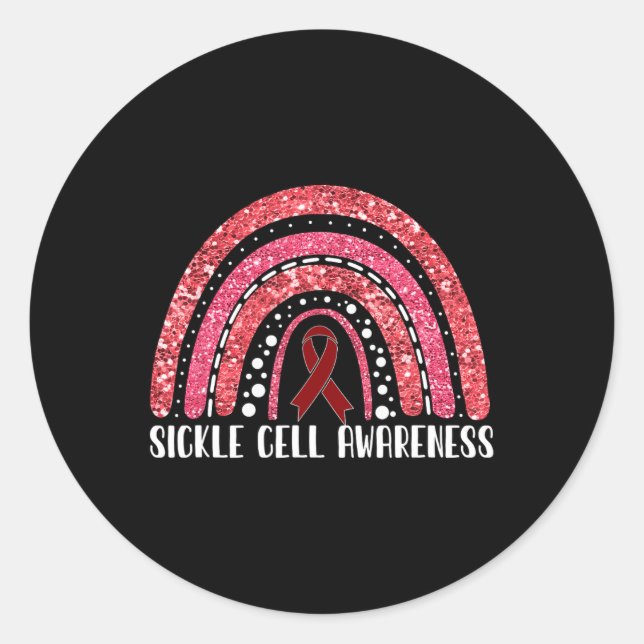 Rainbow Warrior Sickle Cell Awareness  Classic Round Sticker (Front)
