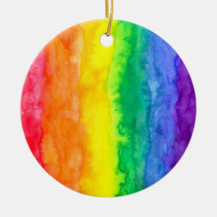 Rainbow Wash Circle Ornament