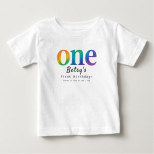 Rainbow Watercolor 1st Birthday   Colourful Baby  T-Shirt