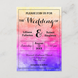 Rainbow Watercolor - 3x5 Wedding Invitation
