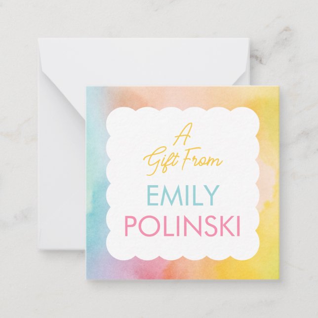 Rainbow Watercolor A Gift From Girls Enclosure Card (Front)