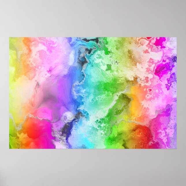 RAINBOW WATERCOLOR ABSTRACT ART POSTER (Front)