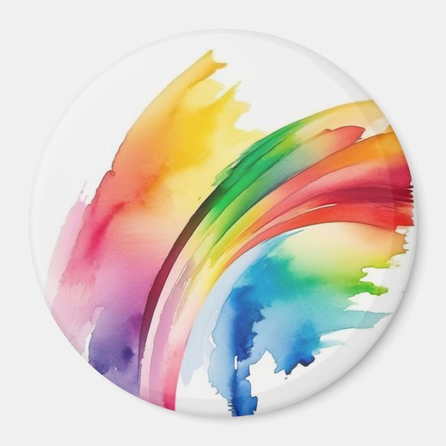 Rainbow Watercolor Abstract Magnet (Front)