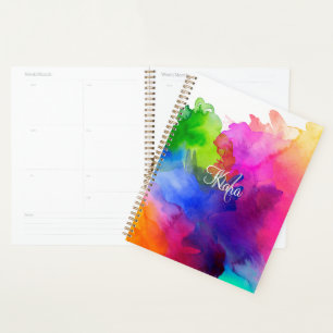 Rainbow Watercolor Abstract  Planner