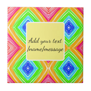 Rainbow watercolor add name text custom message ceramic tile
