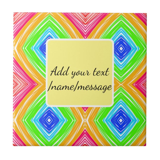 Rainbow watercolor add name text custom message ceramic tile (Front)