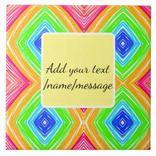 Rainbow watercolor add name text custom message ceramic tile