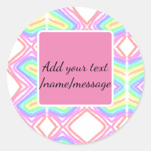 Rainbow watercolor add name text custom message classic round sticker