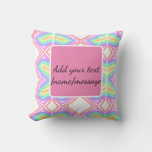 Rainbow watercolor add name text custom message cushion